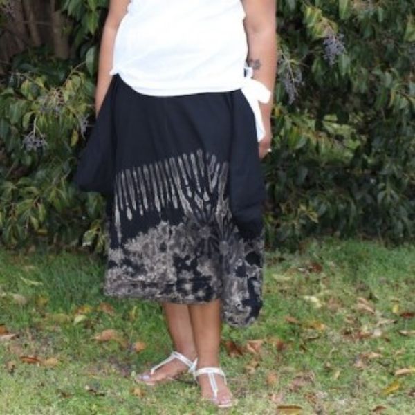 Picture of cotton origami convertible skirt pants - tie dye