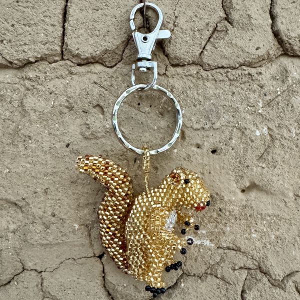Squirrel Beaded Bag Charm