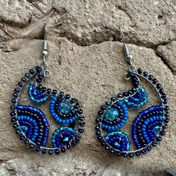 Paisley Beaded Wire Earrings