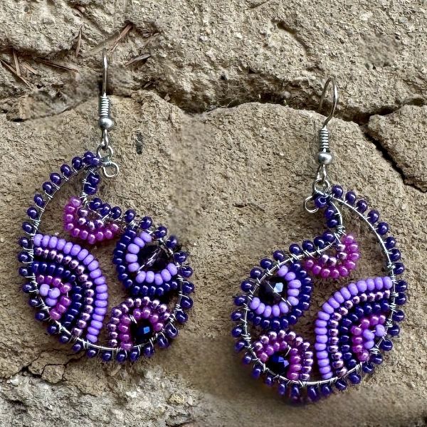 Paisley Beaded Wire Earrings