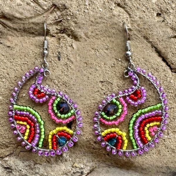 Paisley Beaded Wire Earrings