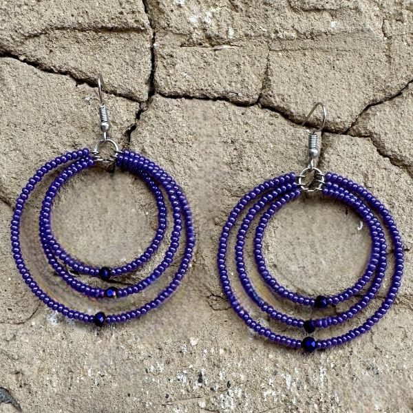 Picture of beaded triple hoop earrings