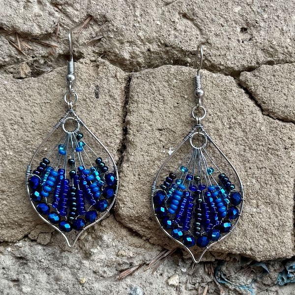 Dogwood Petal Beaded Wire Earrings