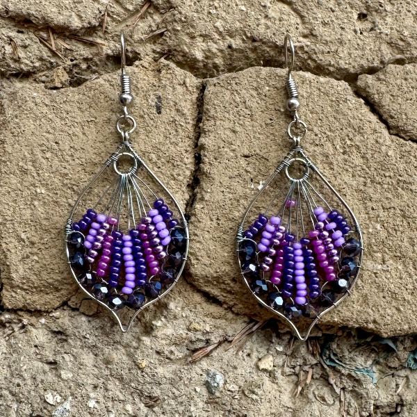 Dogwood Petal Beaded Wire Earrings