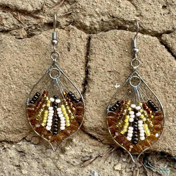 Dogwood Petal Beaded Wire Earrings