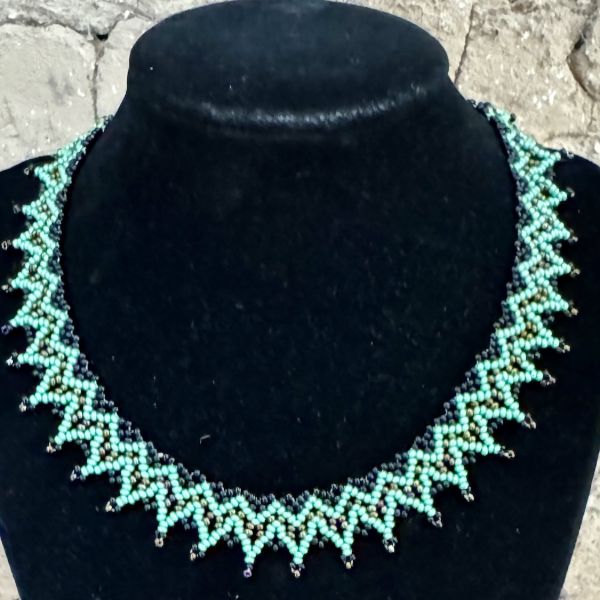 Zig Zag Beaded Collar Necklace