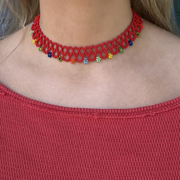 Daisy Chain Beaded Collar Necklace