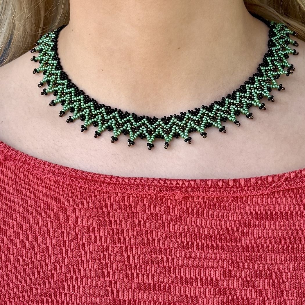 Zig Zag Beaded Collar Necklace
