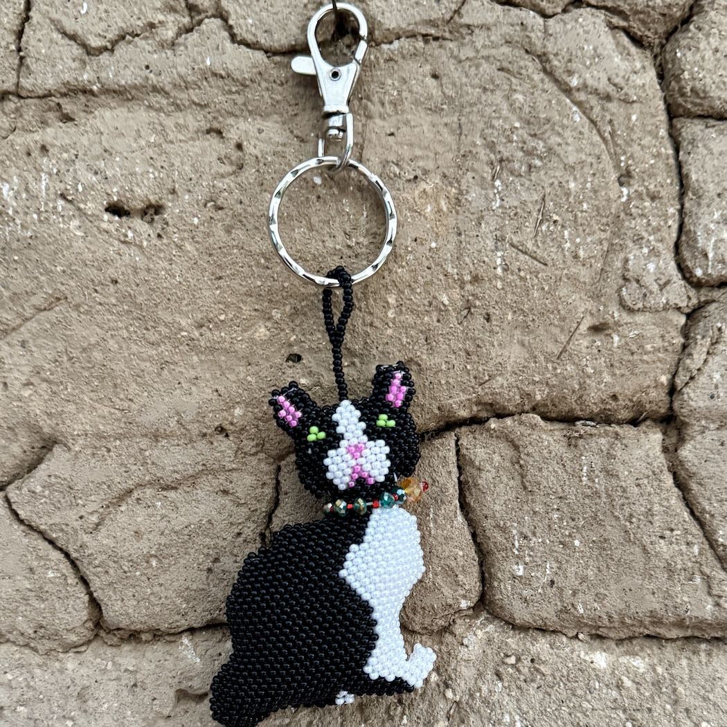 Tuxedo Cat Beaded Bag Charm