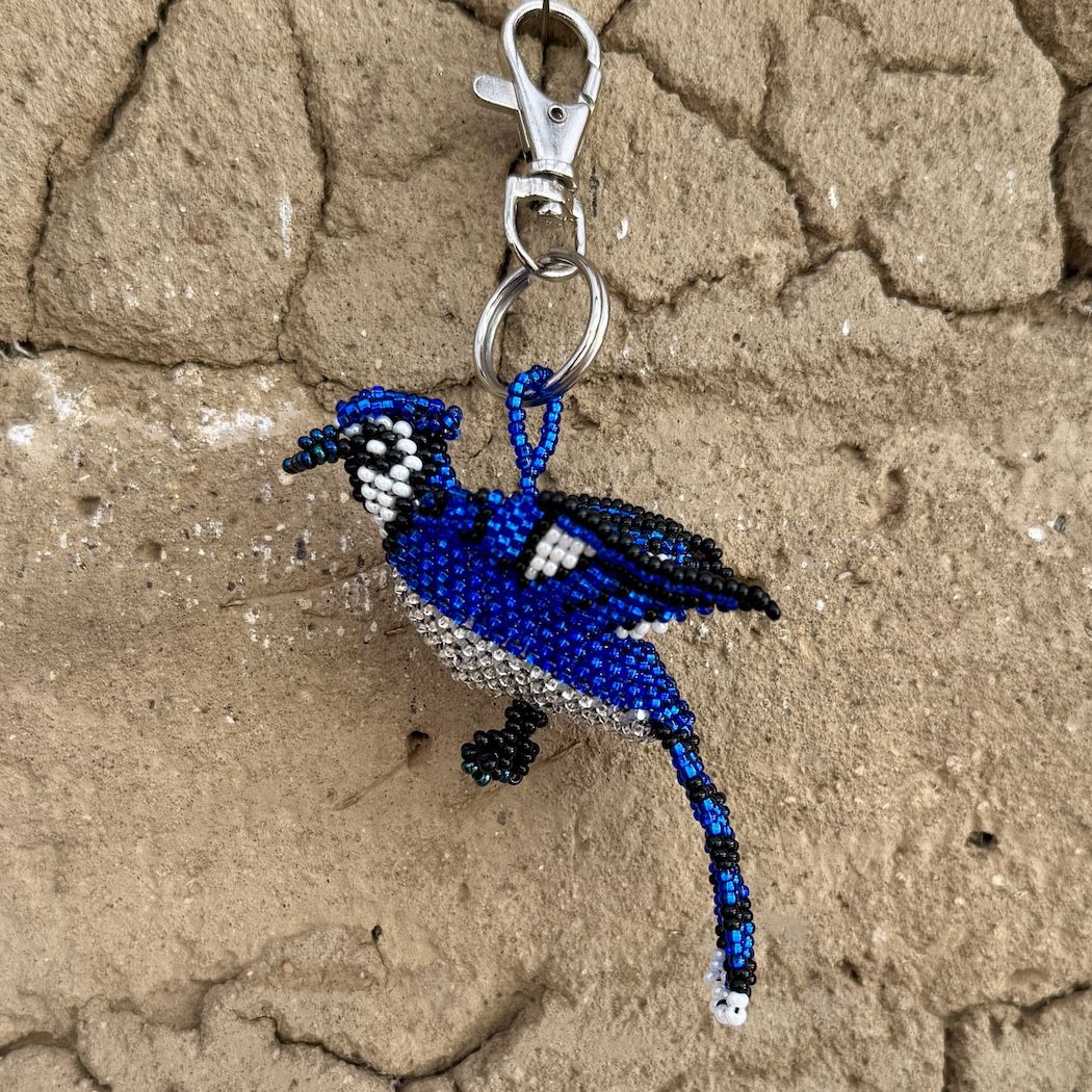 Blue Jay Beaded Bag Charm