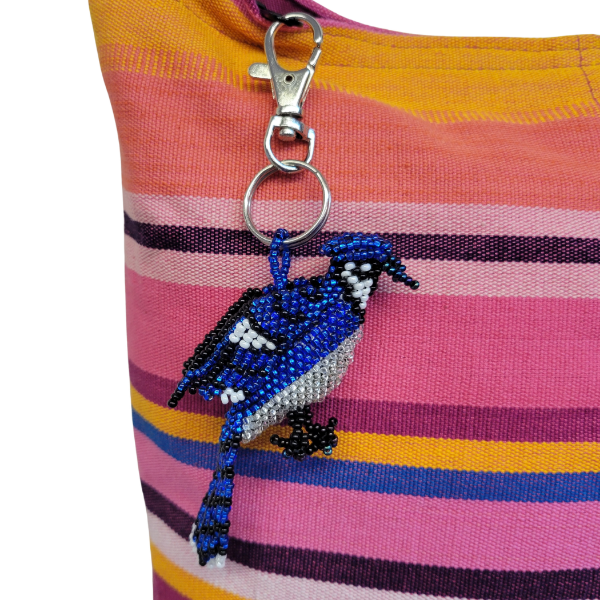Blue Jay Beaded Bag Charm