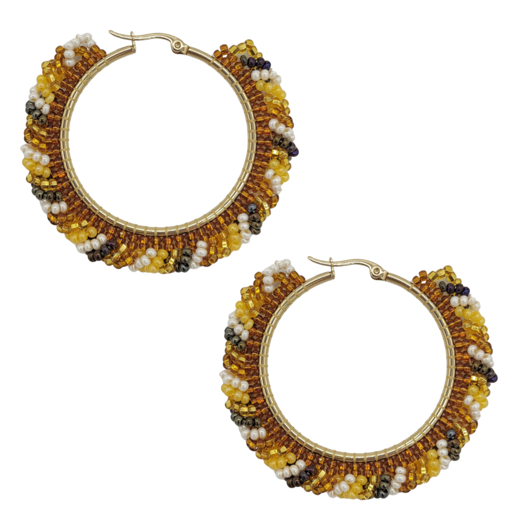 Swirly Beaded Hoop Earrings
