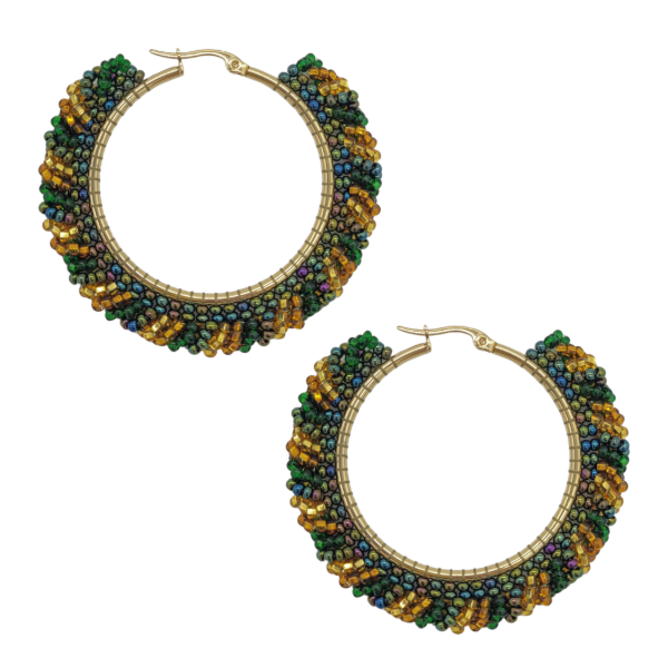 Swirly Beaded Hoop Earrings