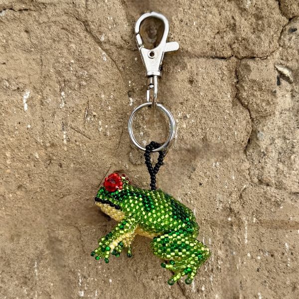 Frog Beaded Bag Charm