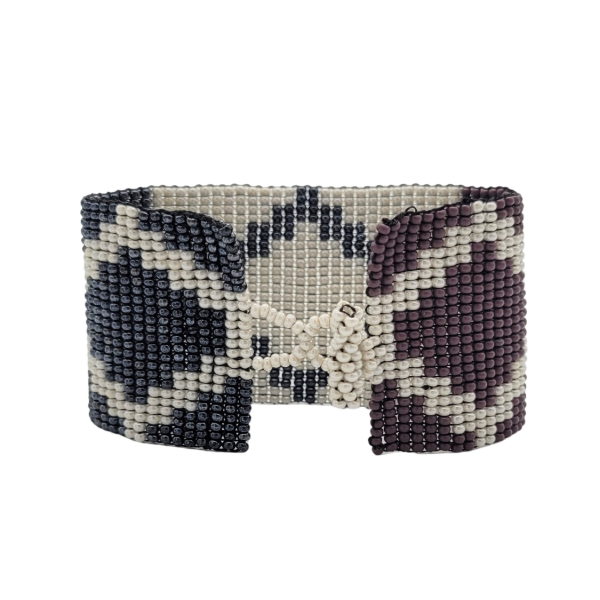 Czech Beaded Three Diamond Cuff Bracelet