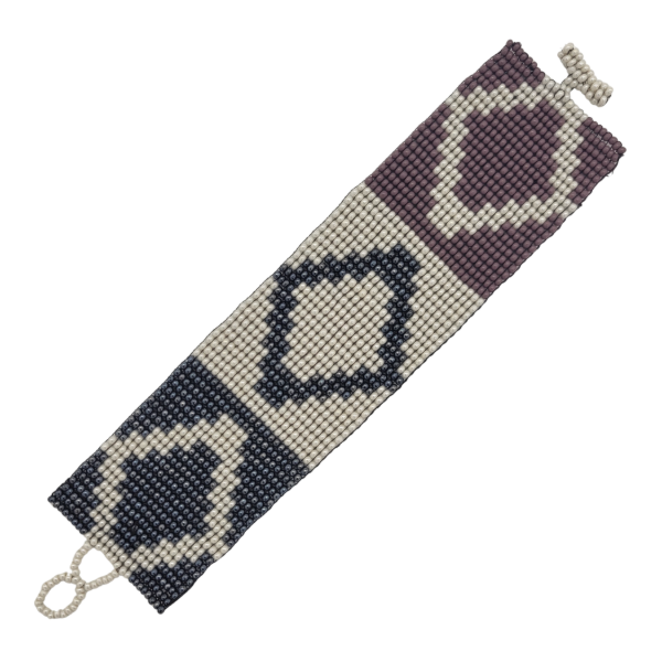 Czech Beaded Three Diamond Cuff Bracelet