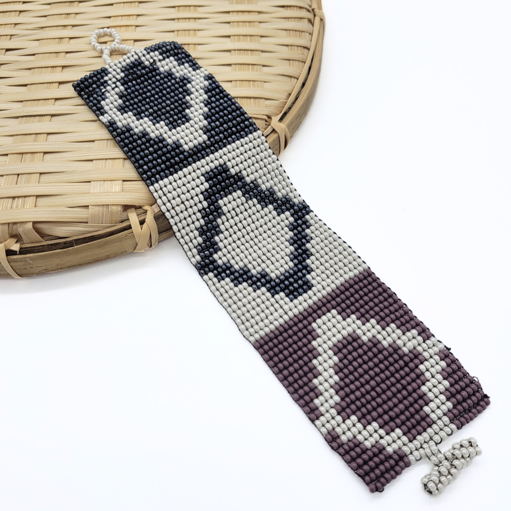 Three Diamond Czech Beaded Cuff Bracelet