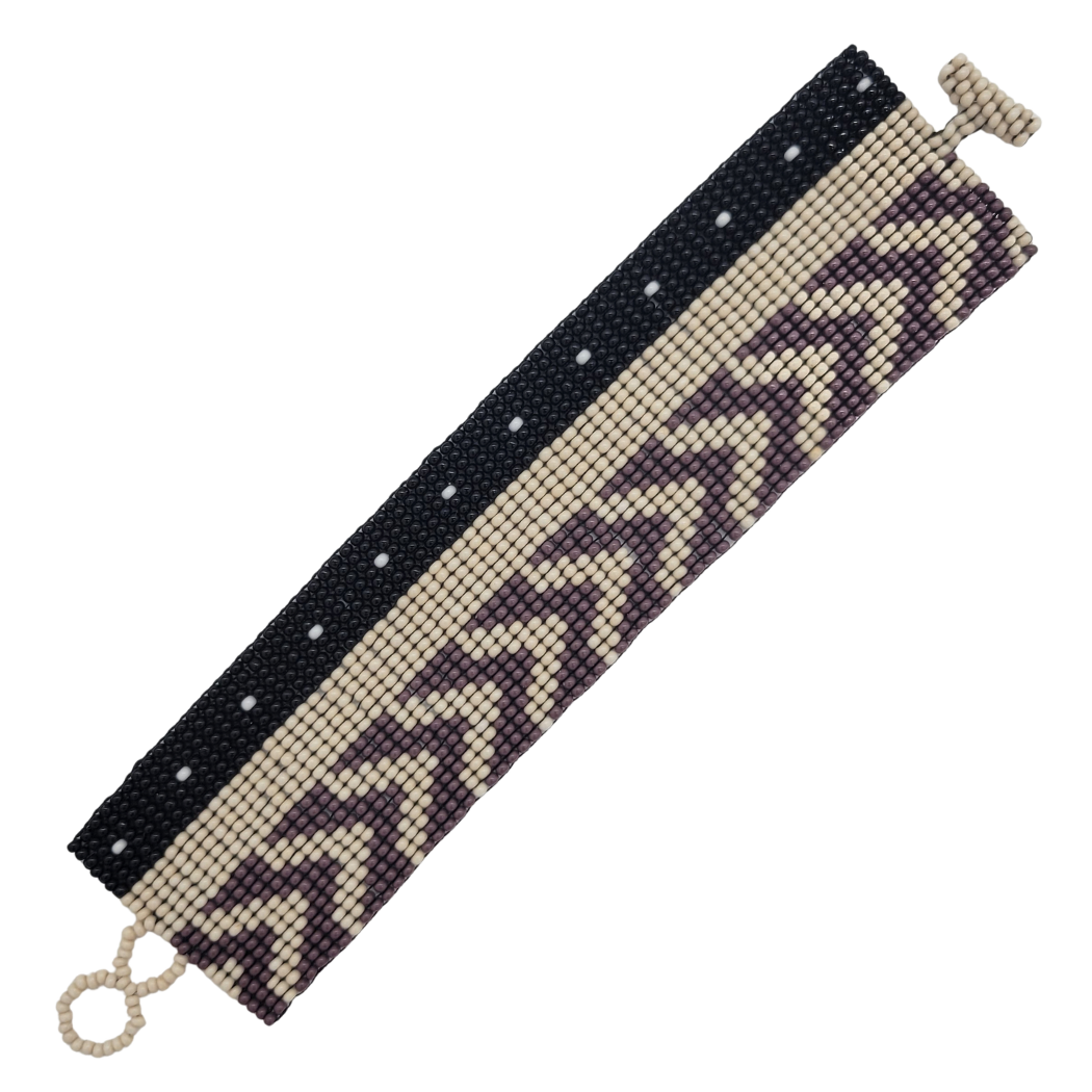 Three Stripe Czech Beaded Cuff Bracelet