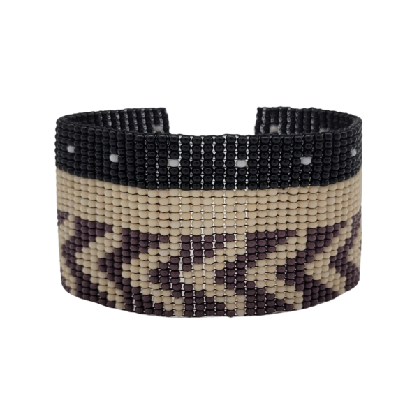Czech Beaded Three Stripe Cuff Bracelet