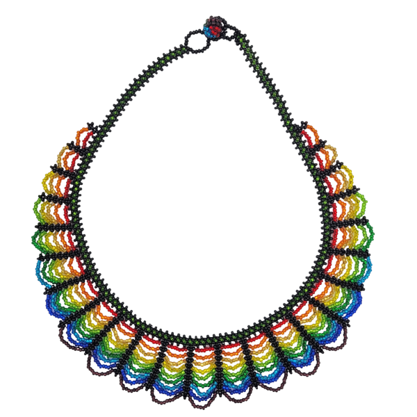 Rainbow Wave Beaded Collar Necklace