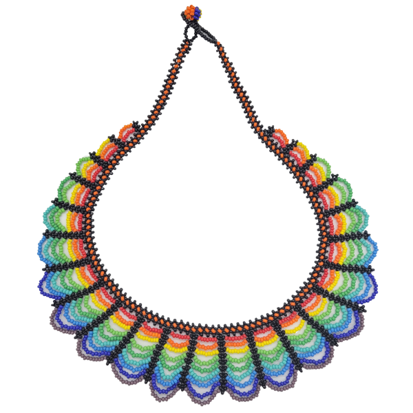 Rainbow Wave Beaded Collar Necklace