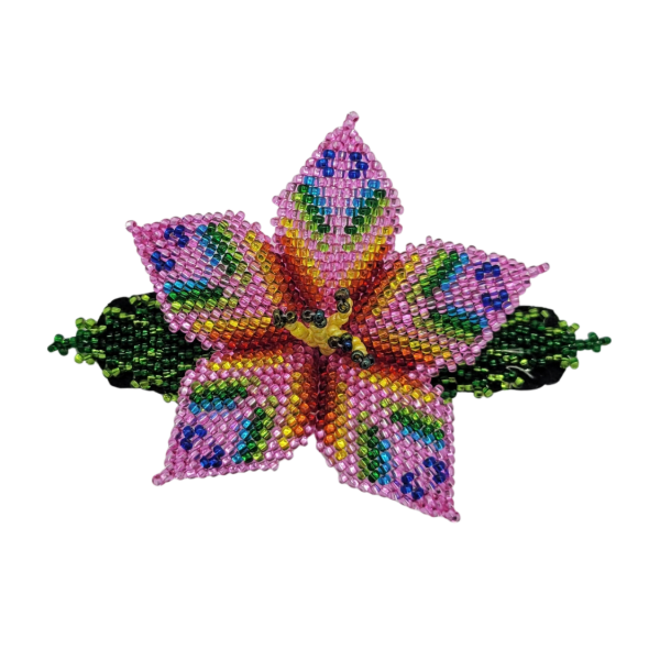 Rainbow Flower Beaded Barrette