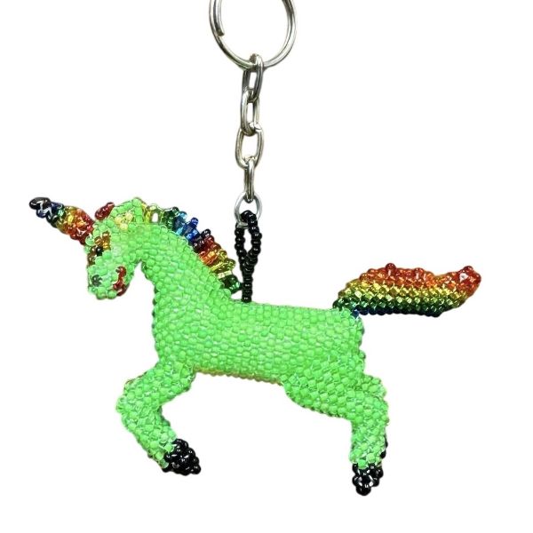 Neon Unicorn Beaded Keychain