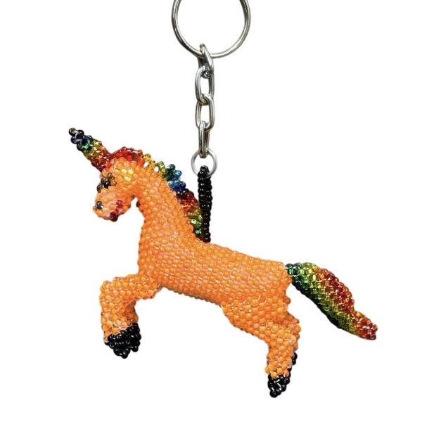 Neon Unicorn Beaded Keychain