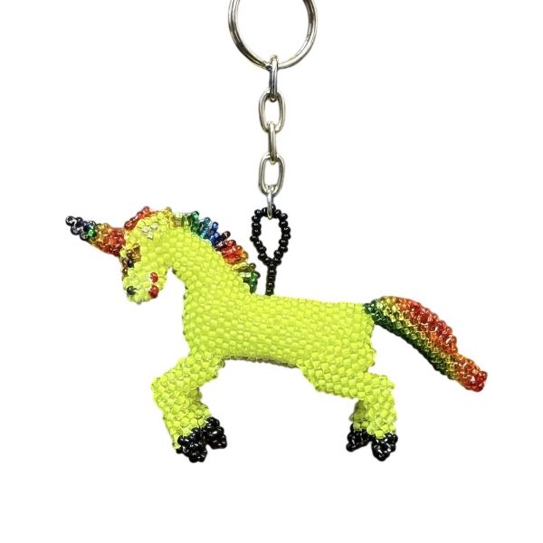 Neon Unicorn Beaded Keychain