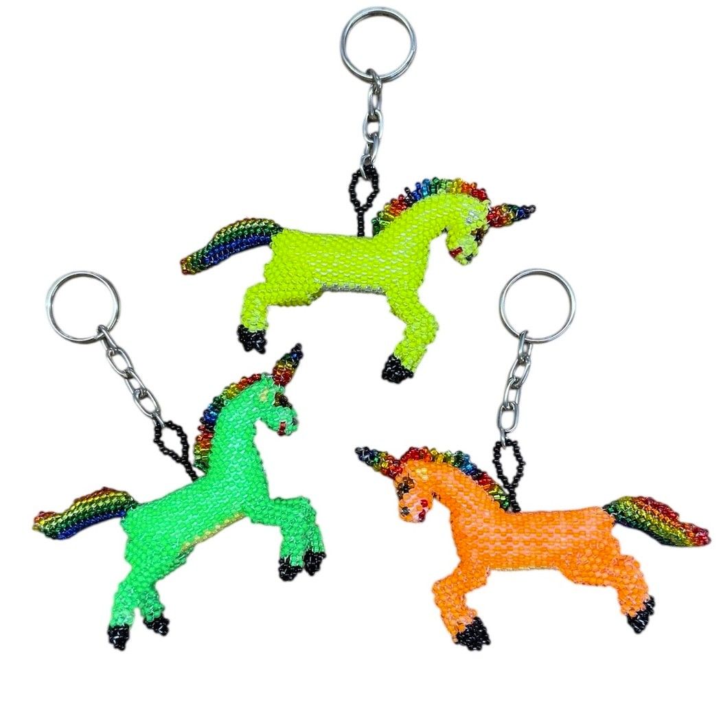 Neon Unicorn Beaded Keychain