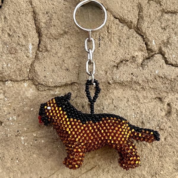 German Shepherd Beaded Keychain