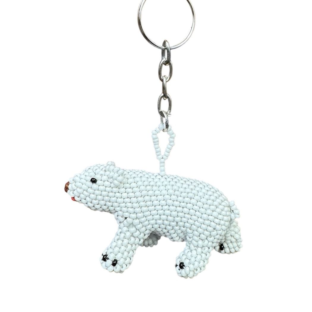 Polar Bear Beaded Keychain