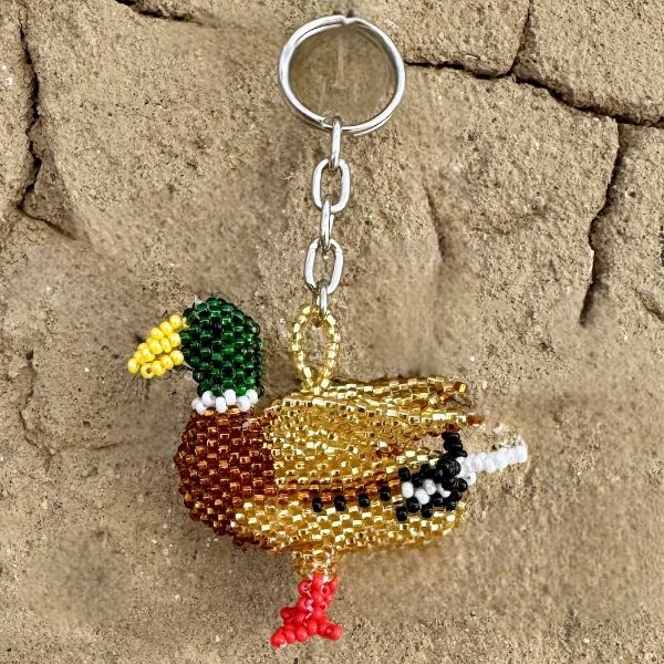 Mallard Duck Beaded Keychain