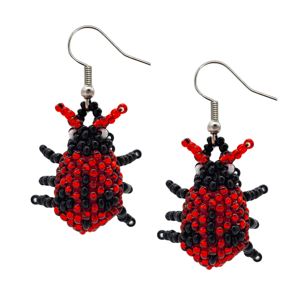 Ladybug Beaded Dangle Earrings