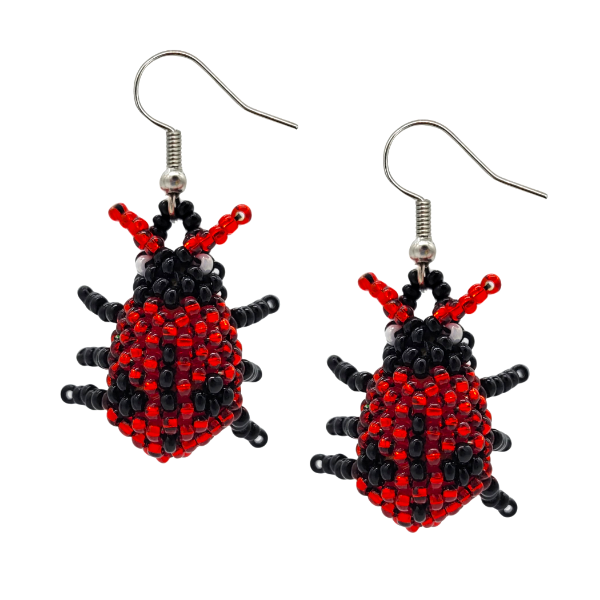 Ladybug Beaded Dangle Earrings