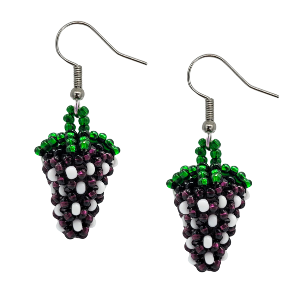 Tiny Grapes Beaded Dangle Earrings