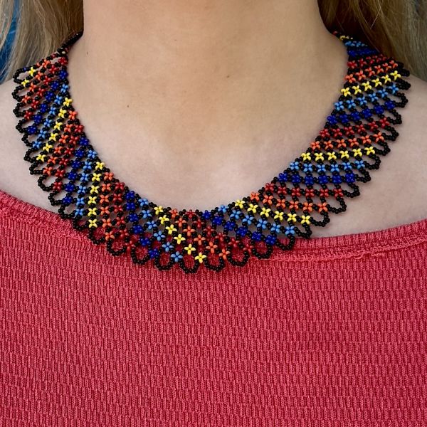 Color Swirl Beaded Collar Necklace