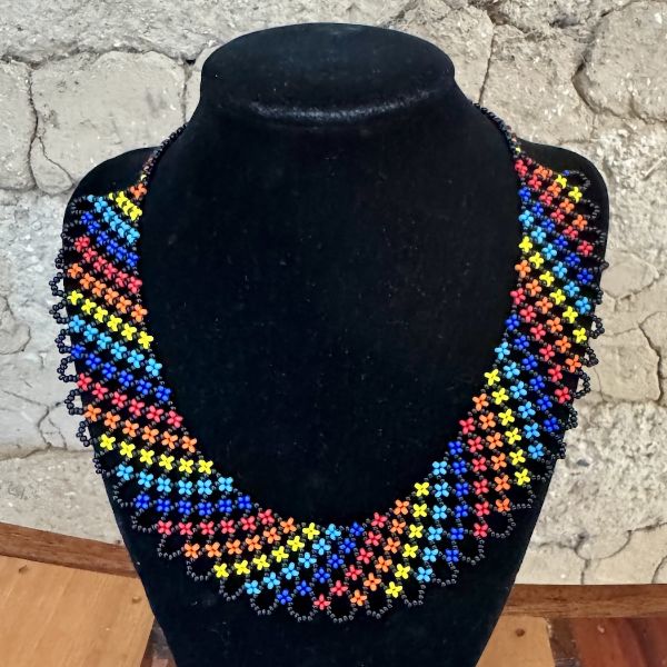 Color Swirl Beaded Collar Necklace
