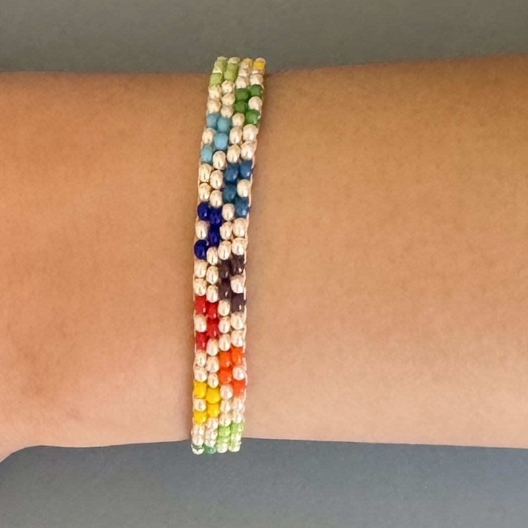 Rainbow Daisy Beaded Bracelet