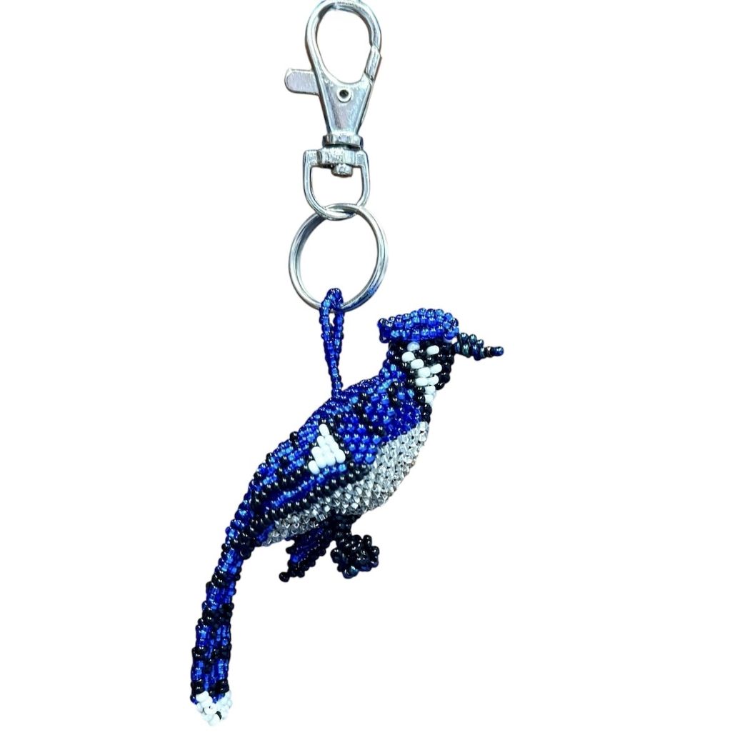 Blue Jay Beaded Bag Charm