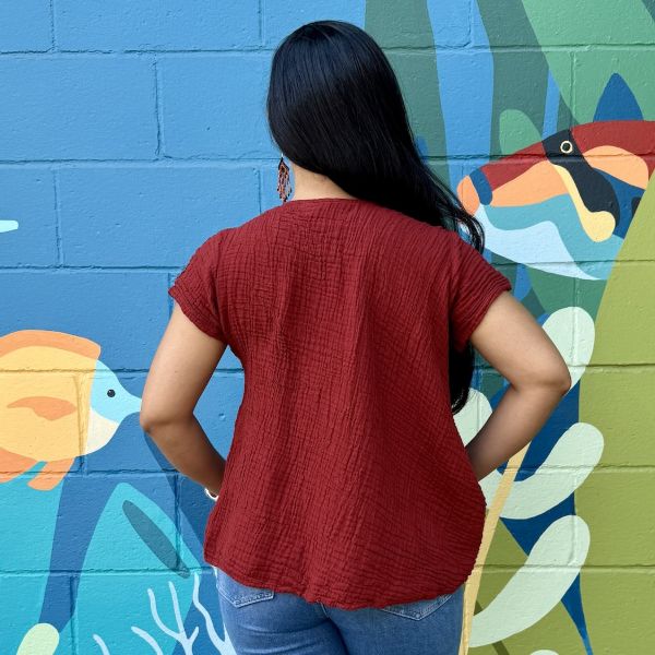 Frankie Cotton Gauze Short Sleeve Swing Top