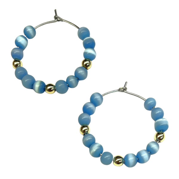 Beaded Wire Hoop Earrings Small