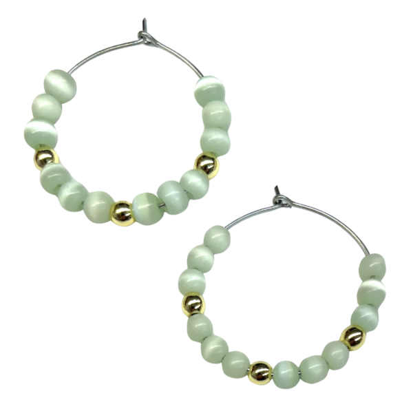 Beaded Wire Hoop Earrings Small