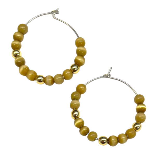Beaded Wire Hoop Earrings Small