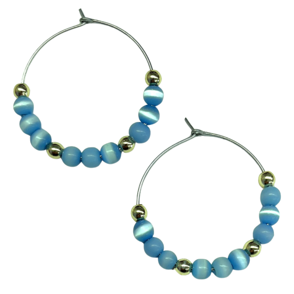 Beaded Wire Hoop Earrings