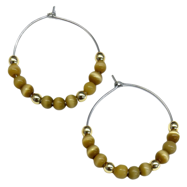 Beaded Wire Hoop Earrings