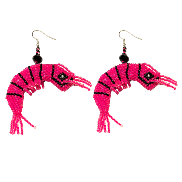 Pink Shrimp Beaded Earrings