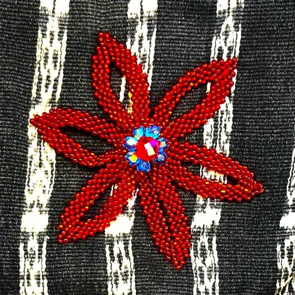 Beaded Flower Crescent Bag