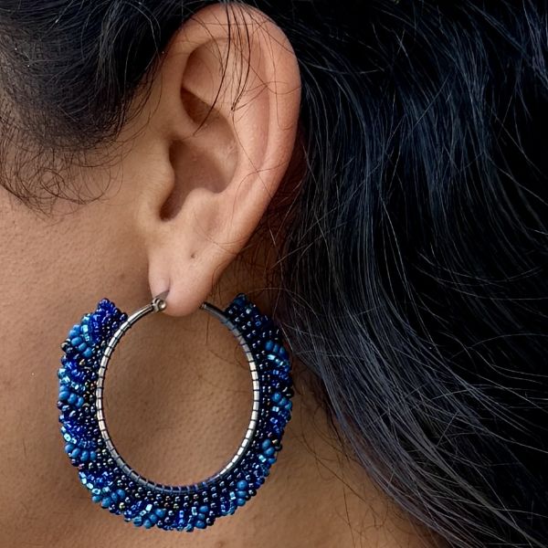 Swirly Beaded Hoop Earrings