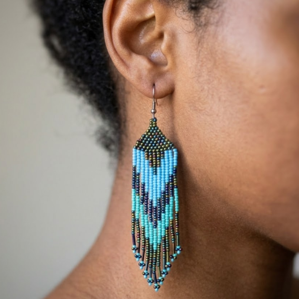 Tribal Feather Beaded Earrings